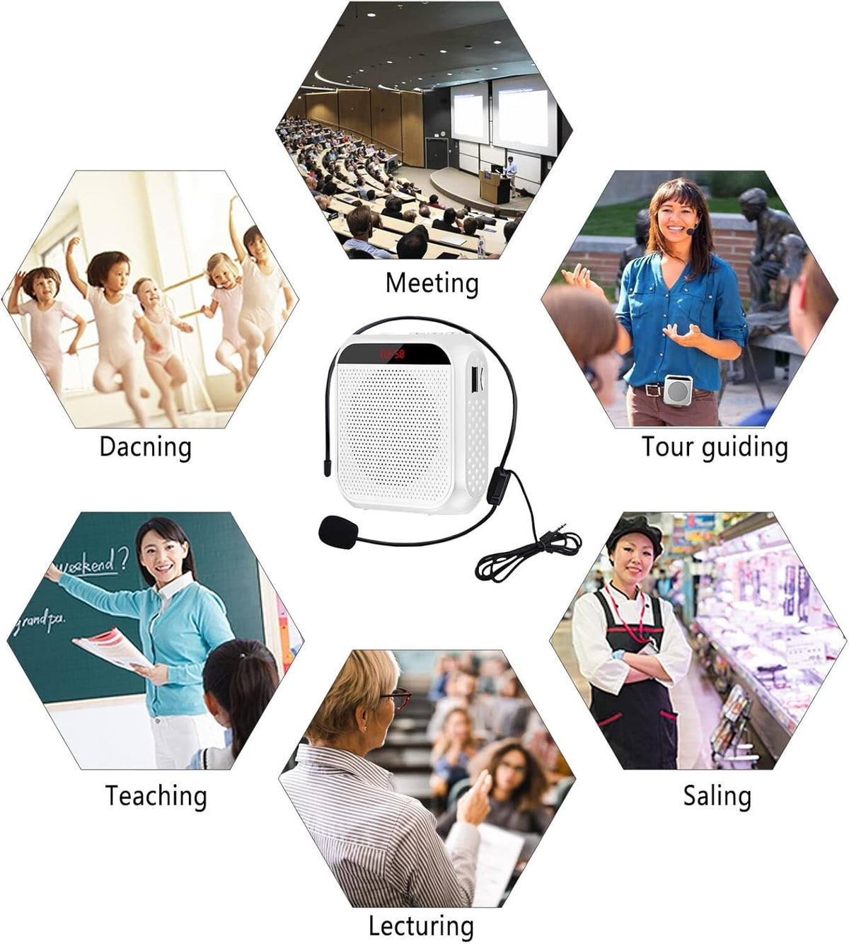 YCDTMY Portable 2200mAH Rechargeable Voice Amplifier, Loudspeaker Hands Free Hea
