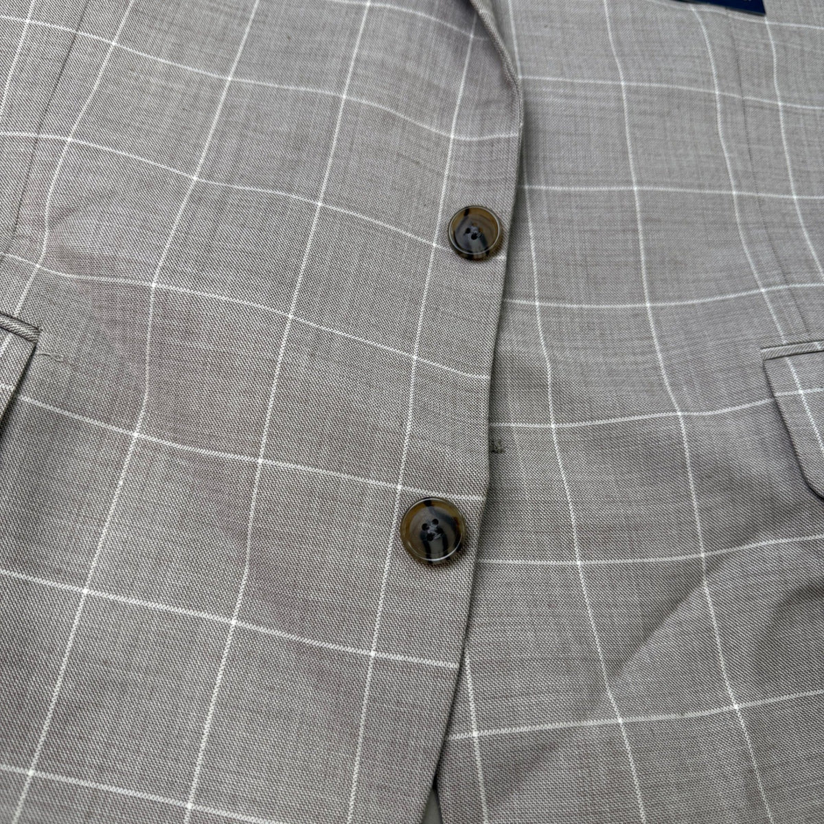 MSRP $260 Stafford Coolmax Mens 44 Tan Windowpane Classic Fit Suit Jacket All S
