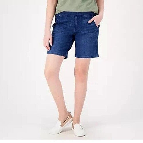 Belle by Kim Women's Dark Indigo Sz 30W Gravel Flexibelle 8" Short