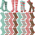 Panitay 24 pairs Christmas Kids Striped Socks Boys and Girls Athletic Knee Hi