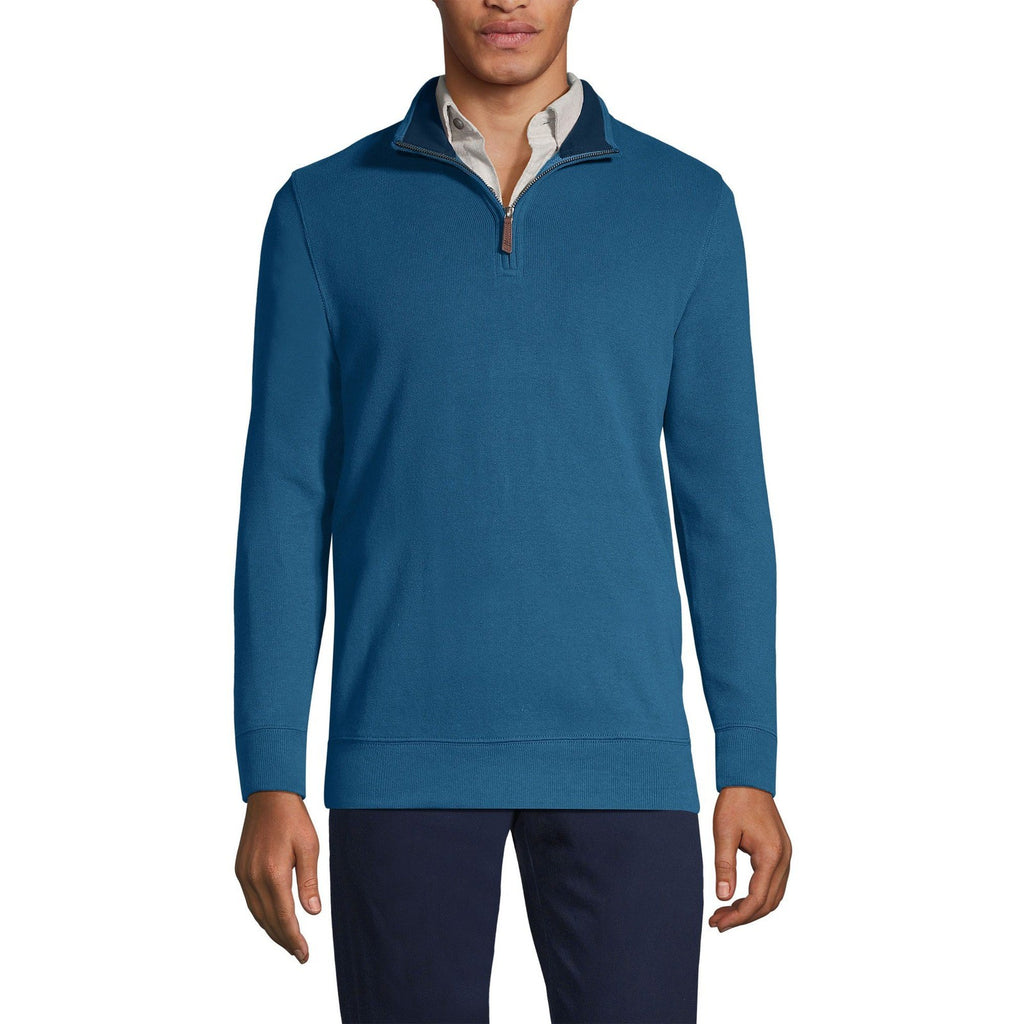 2 Pack Lands' End Mens L Long Sleeve - Simple Olive Polo & Evening Blue Sweater