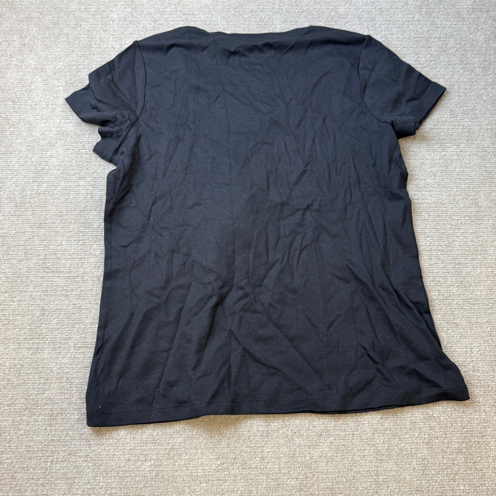 St. John's Bay Womens L Petite Black V Neck Short Sleeve T-Shirt