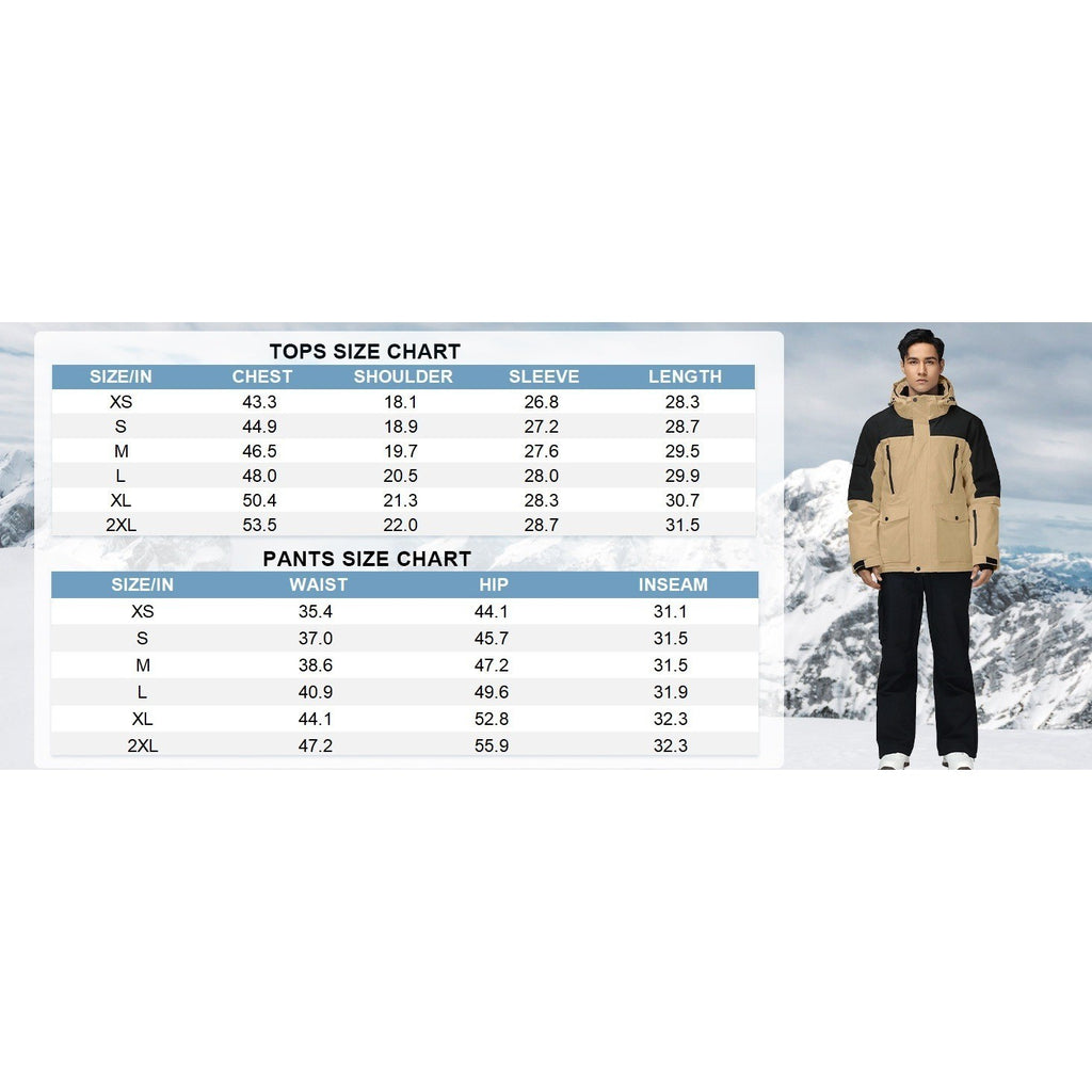 MSRP $195 YEEFINE Men's XS Black Ski Suit Two Piece Insulated Snowsuits Snow