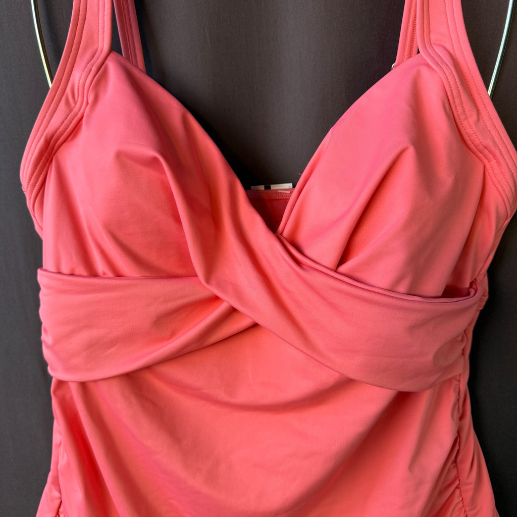 Lands End Women's 4, 2-8 LONG Swim Top V-Neck Wrap Underwire Tankini Swimsuit T