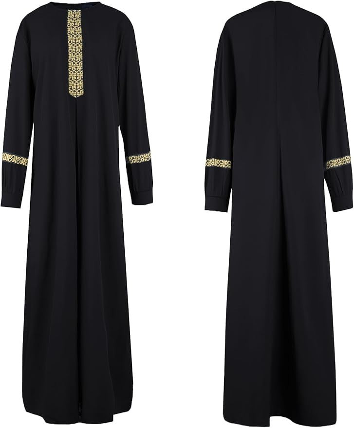 Abetteric Women's Muslim Abaya Dress w/ Hijab Zipper Islamic Robe Pockets Maxi