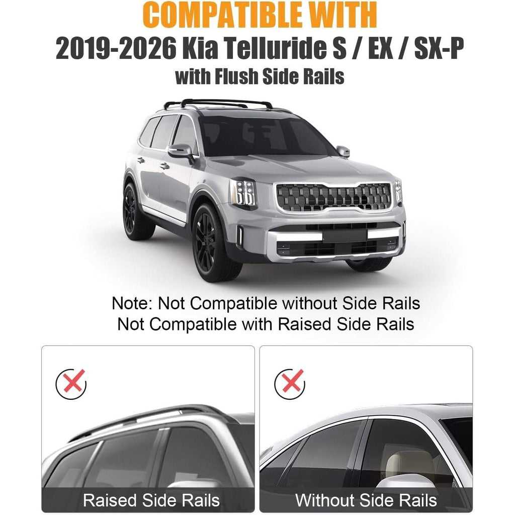 KINGGERI 330lb Lockable Roof Rack Cross Bars For Kia Telluride 2019-2026 EX S S