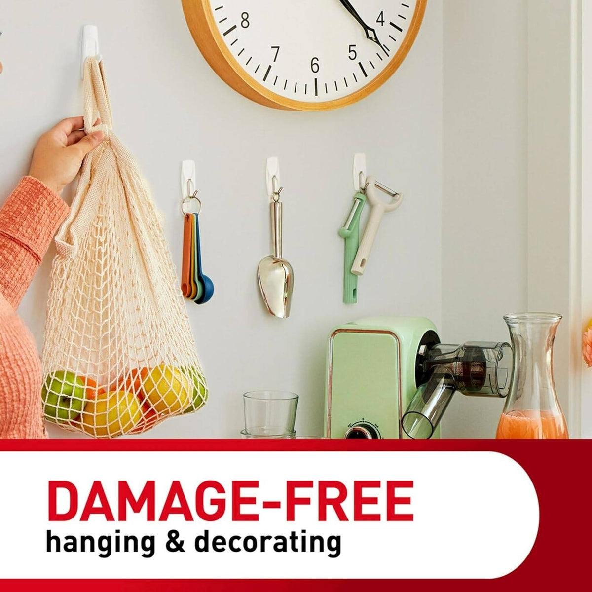 Set of 7 Command 5 lb Large Utility Hooks w/ 12 Strips, No Tools for Hanging, Or