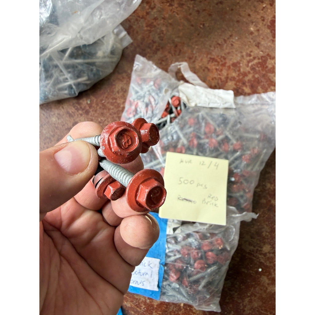 Lot of 500 Red Brick 1-1/2" Structural Roofing Screws Self Drilling Hex Washer