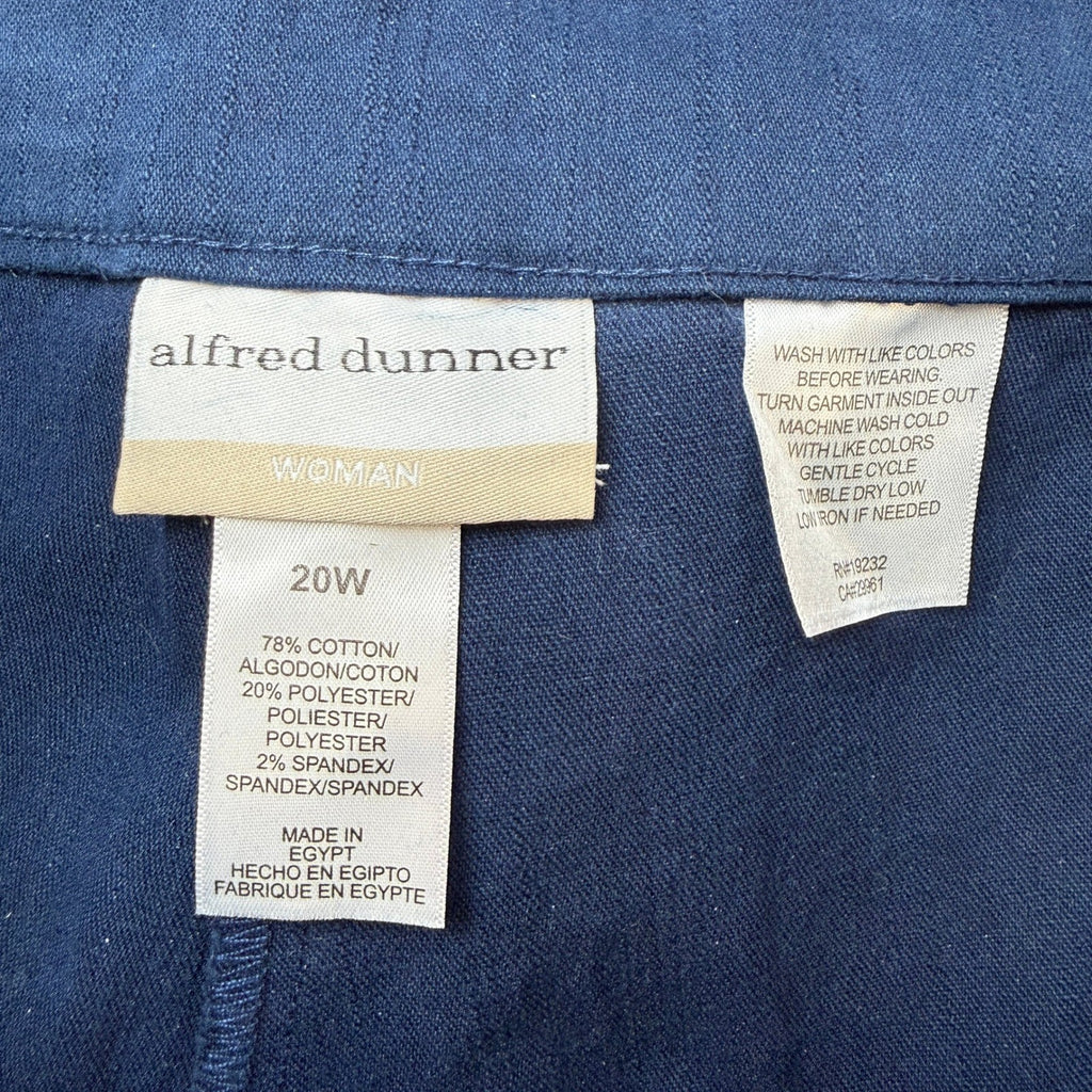 MSRP $68 Alfred Dunner Womens 20W Blue Geometric Embroidered Denim Ankle P
