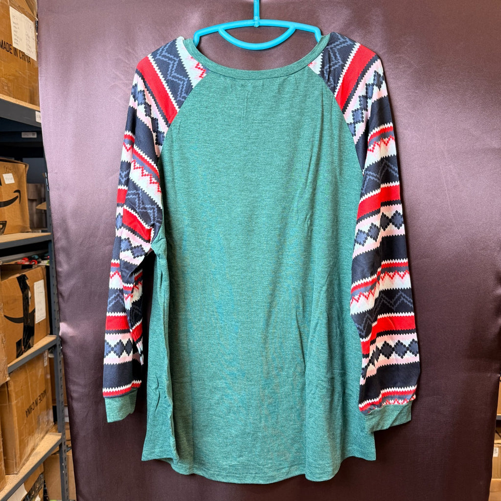 ROSRISS Women's 14W-28W Long Sleeve Tunic Crewneck Colorblock Striped Tee Shirt
