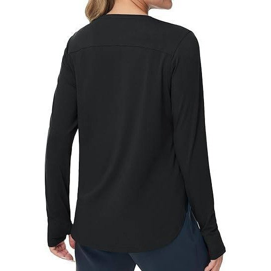 MSRP $24 THE GYM PEOPLE Women's XL Black Long Sleeve Workout Shirts Lightweight