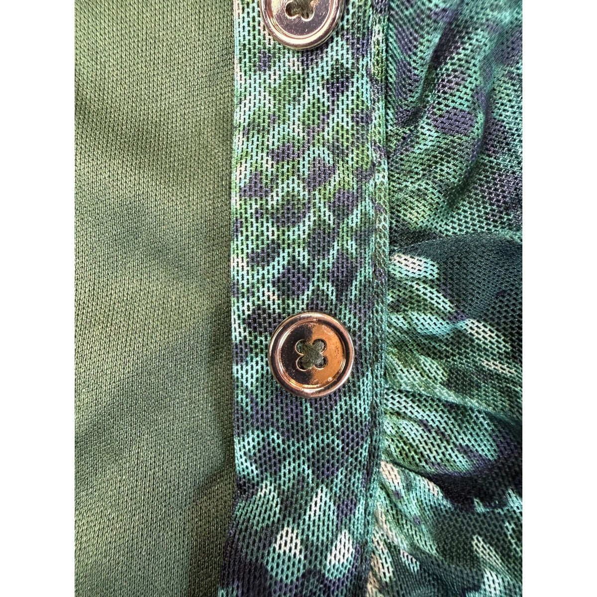 MSRP $89 Donna Morgan Womens 4 Eden Green Snake Print Button Down Shirt Dress