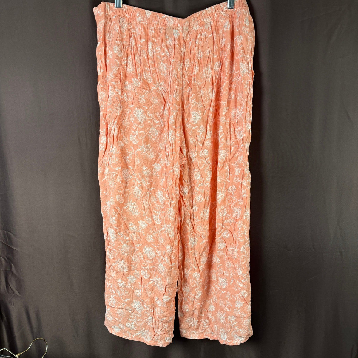 Lands' End Women's Plus Size 1X Pareo Swim Cover Up Pants Peach Floral Print