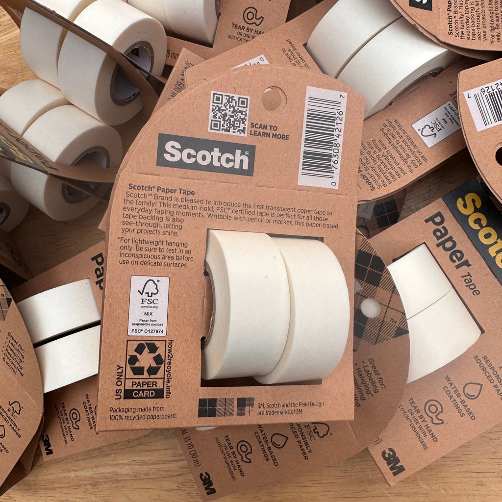 16 Packs of 2 Scotch Paper Tape Writable, Translucent 3/4 in x 600 in, White