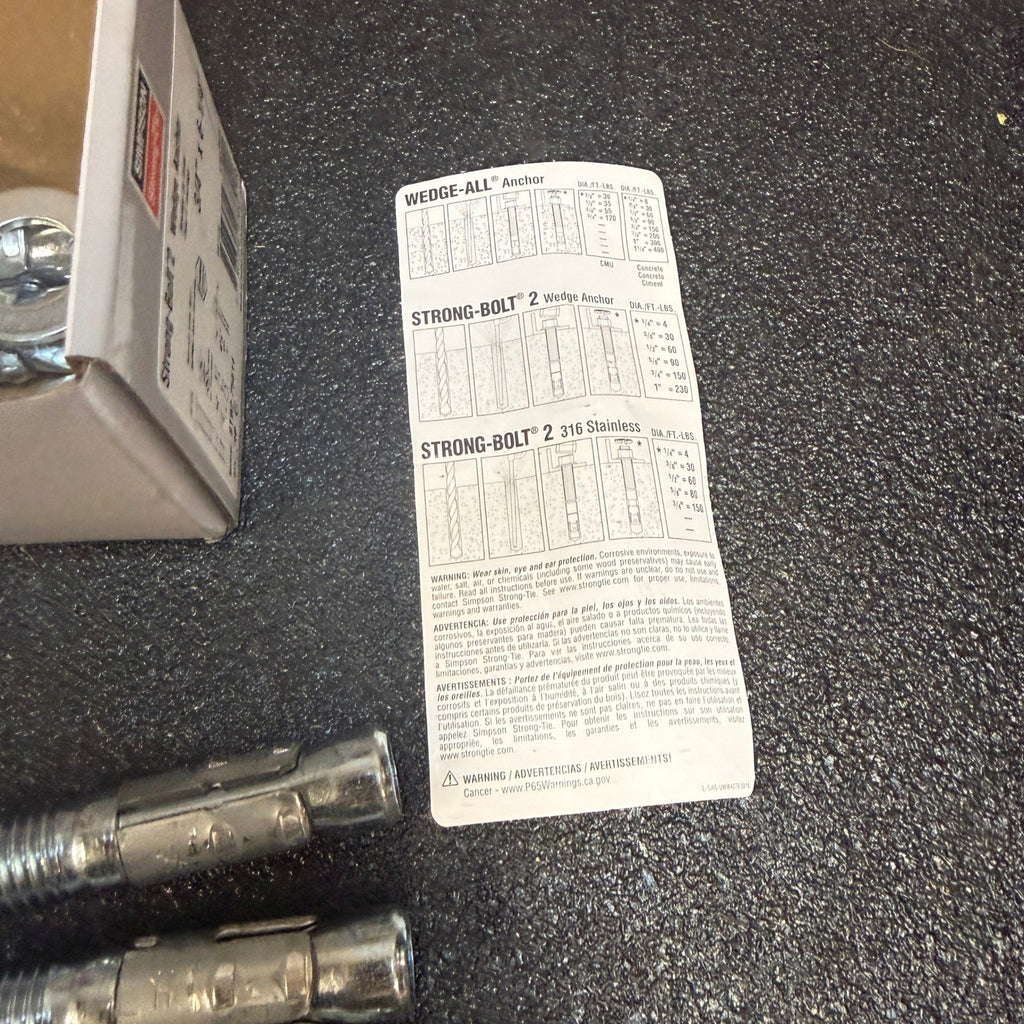 Pack of 6 Simpson STB2-75614 Strong-Bolt 2 Wedge Anchor 3/4" x 6-1/4"