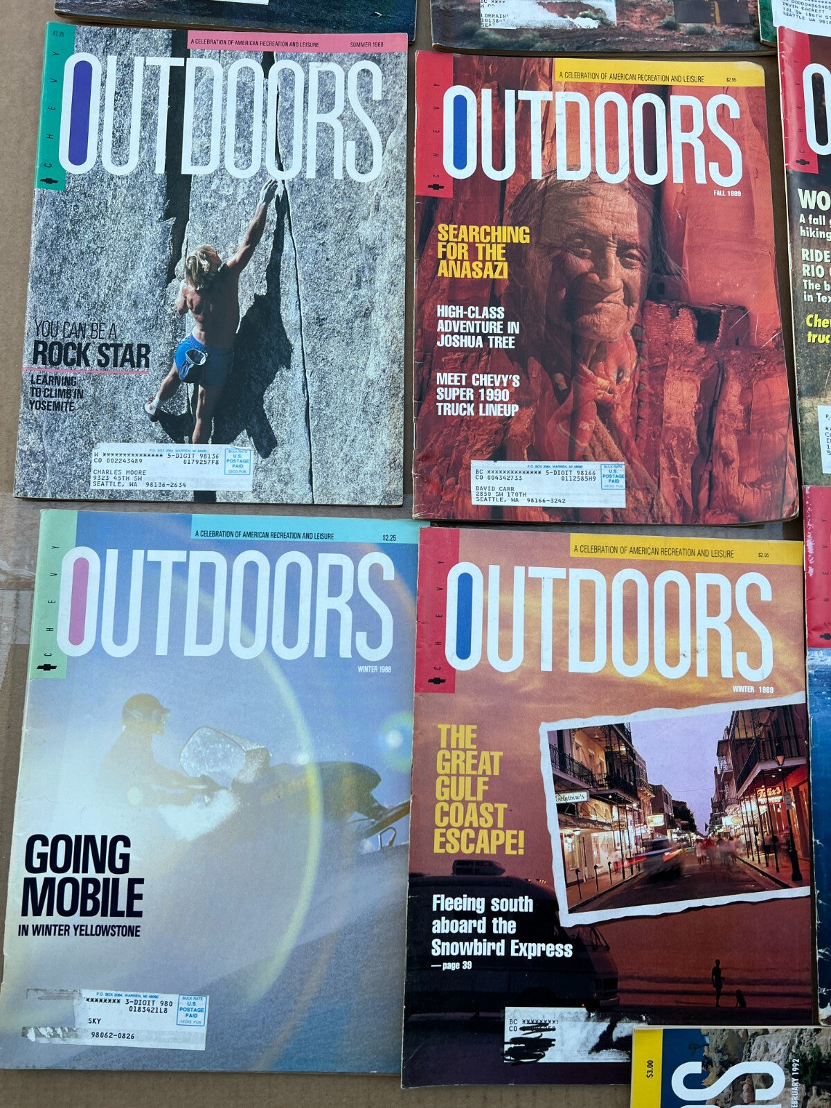 Lot of 13 Chevy Outdoors Magazine 1987-1992 Boating Fishing Adventures