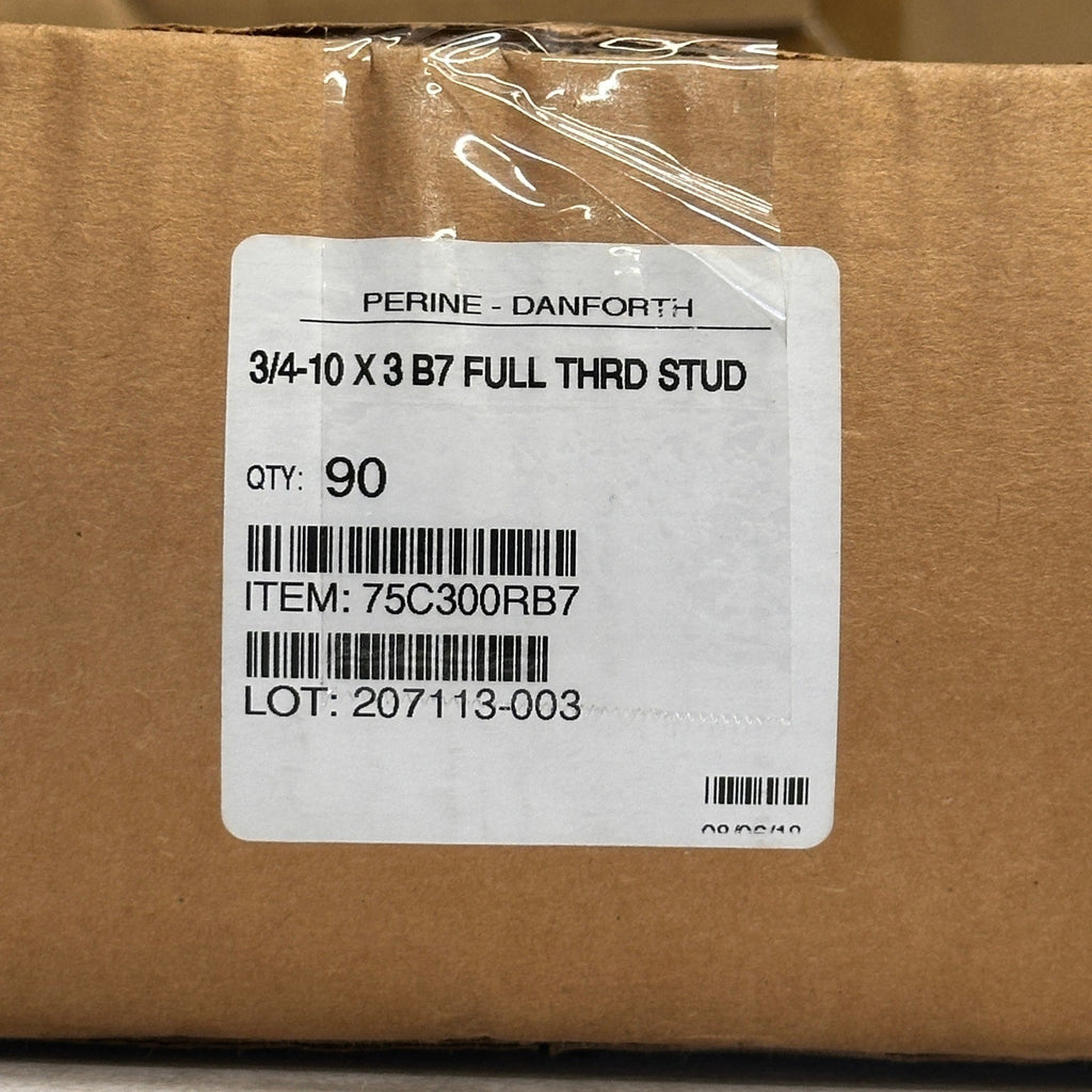 Pack of 90 Perine Danforth 3/4-10 x 3 B7 Full Thread Stud Bolts