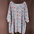 Lands' End Womens 1X LONG Elbow Sleeve Swim Tee Rash Guard Cover-up White/Turquo