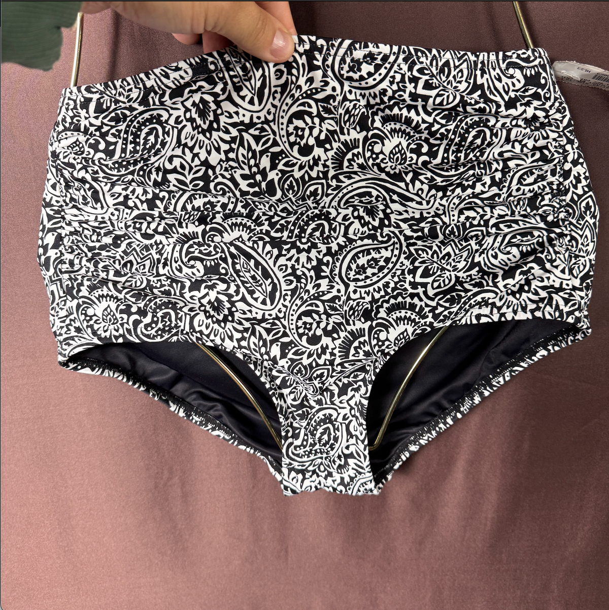 Lands' End Women's XS-L, XS-L LONG High Waisted Bikini Swim Bottom Black/White