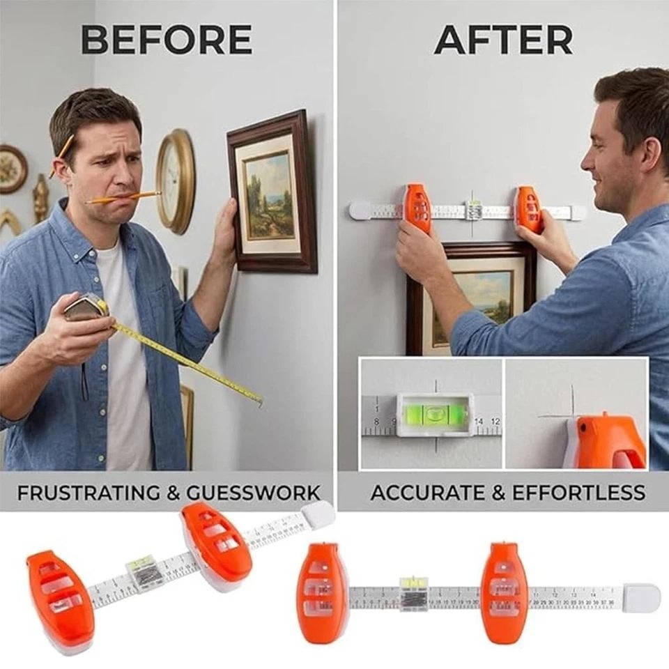 Picture Hanging Level Tool, 3 in 1 Mounting Tool With Bubble Level and Marking