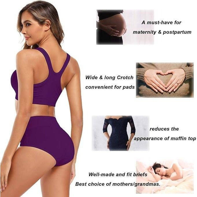 Set of 5 MSRP $34 Molasus Women's M Cotton Underwear High Waisted Full Coverag