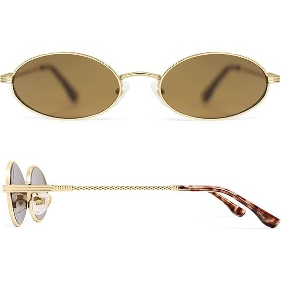 Appassal AP3721 Gold Tone Retro Oval Cat Eye Sunglasses for Women Y2k Trendy Na