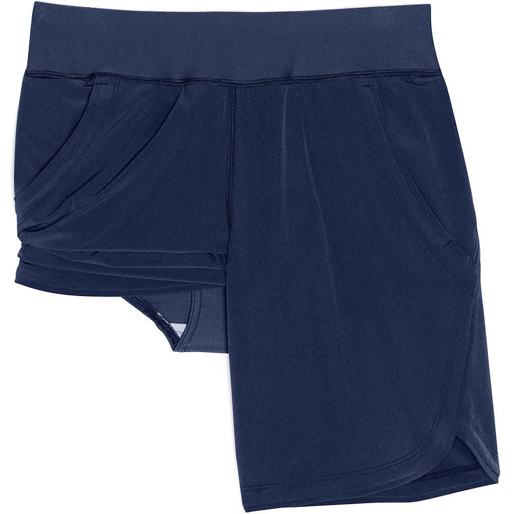 Lands' End Women's 2-18W LONG Deep Sea Navy UPF 50 Board Shorts w/ Panty