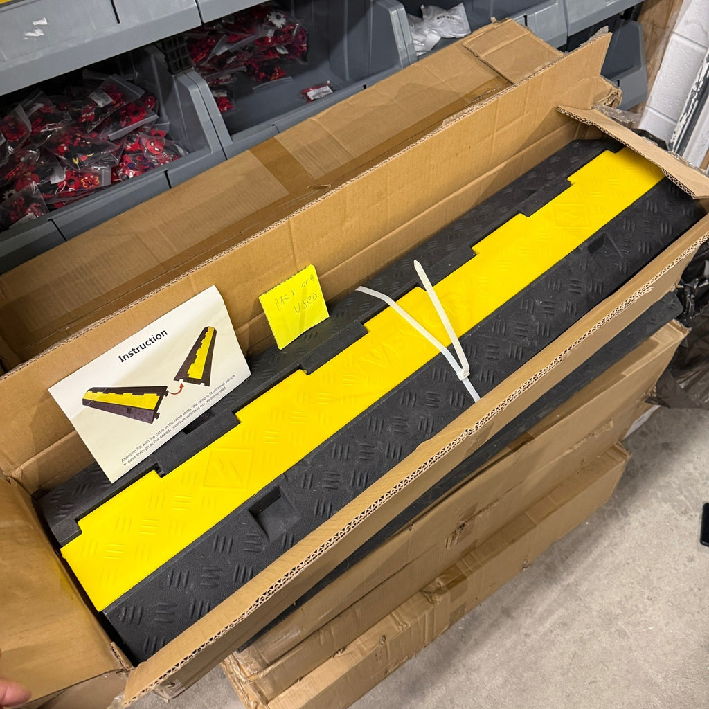 Pack of 4 Vevor Cable Protector Ramp 2 Channel Rubber 11000 Lb Capacity Modula