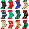 MGparty Womens 12 Pairs Christmas Socks Funny Holiday Crew Socks Cute Novelty