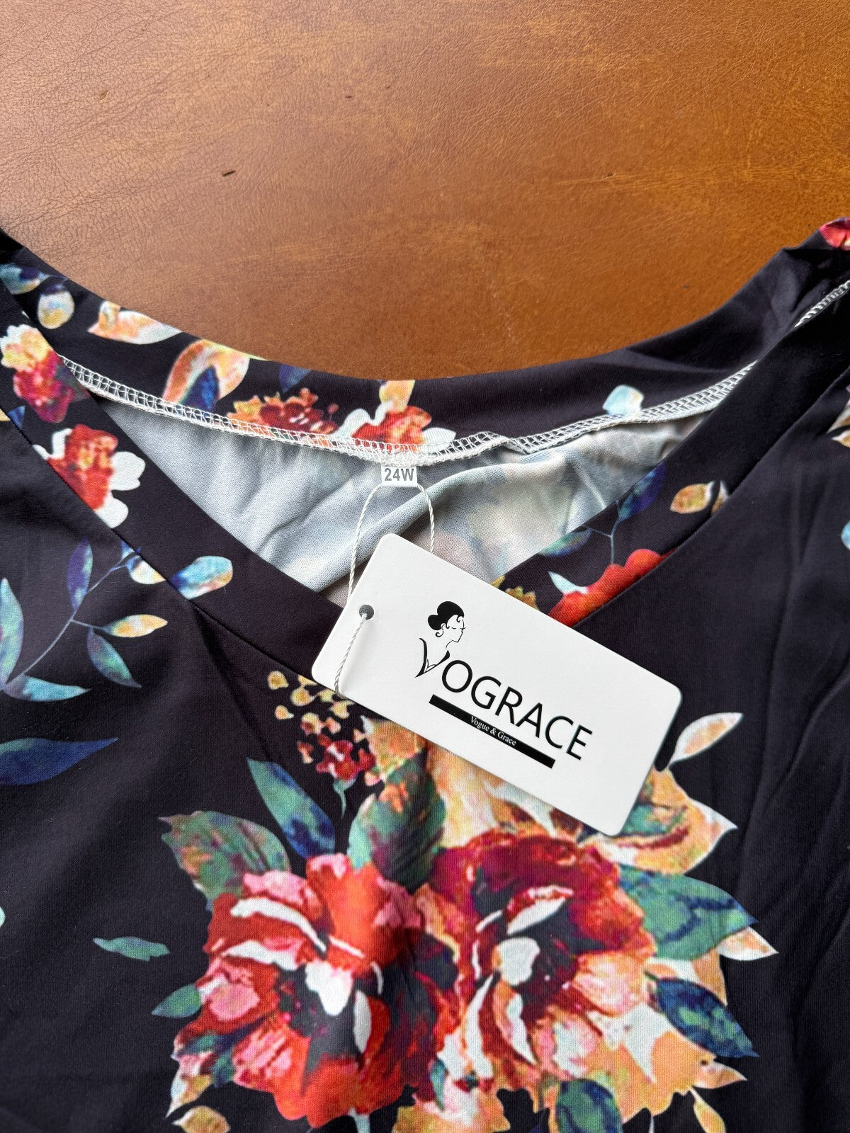 VOGRACE Womens Plus 24W/3XL Top Summer Short Sleeve T-Shirt Casual V Neck Tunics