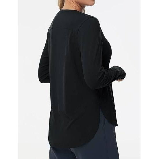MSRP $24 THE GYM PEOPLE Women's XL Black Long Sleeve Workout Shirts Lightweight