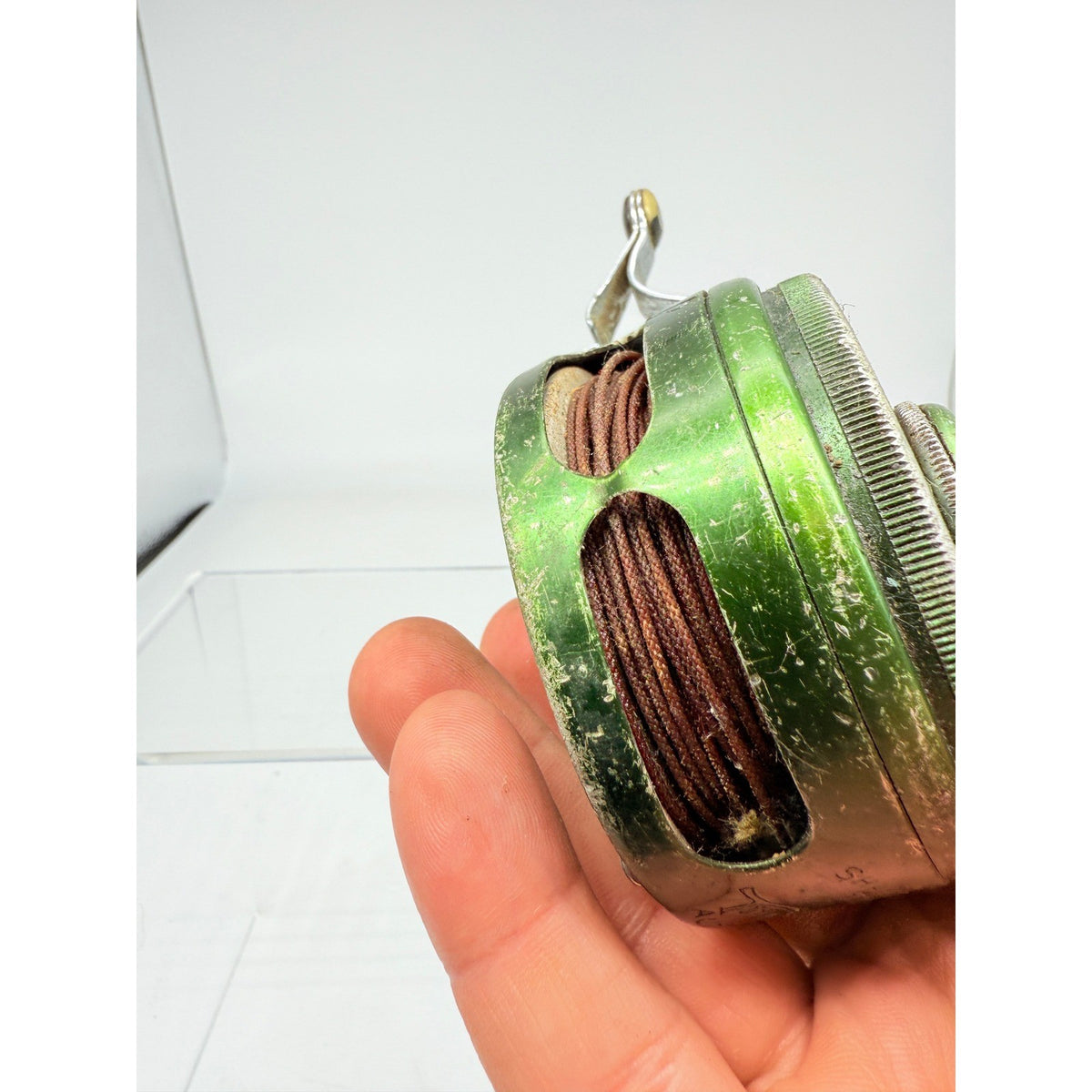 Vtg Shakespeare Silent Tru-Art #1835 GD Green Automatic Fly Fishing Reel USA