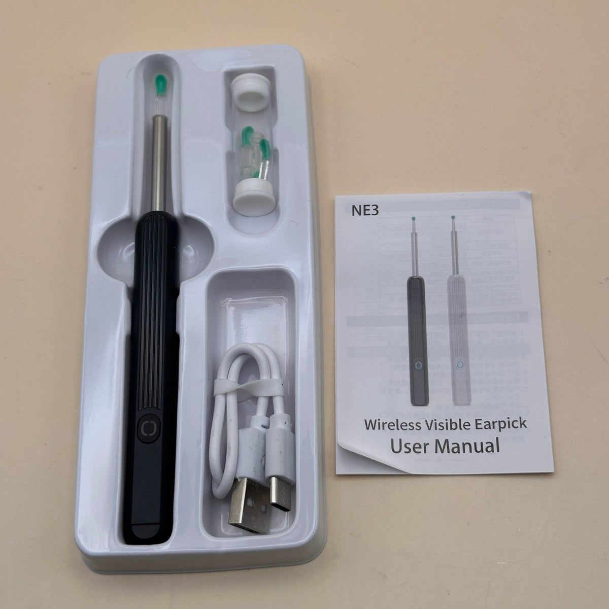 Intelligent Wireless Visual Ear Sampling Stick NE3 Black with HD Camera and LE