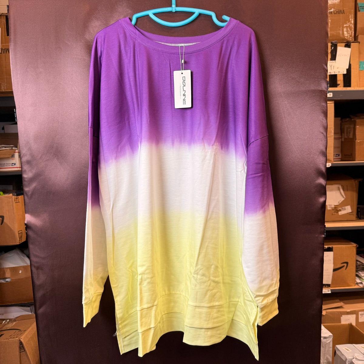 DOLNINE Women's Plus-Size 14W-28W Sweatshirts Casual Tops Side Slit Pullovers Sh