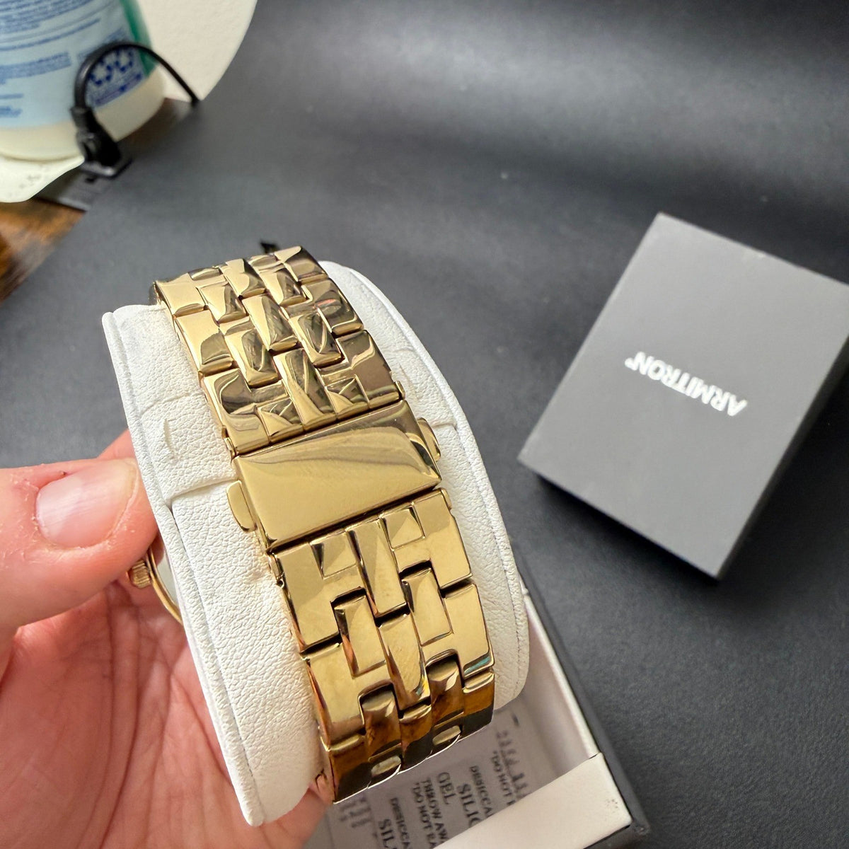 Armitron 20/4952GP Men's Diamond Gold Tone Bracelet Watch New Battery Japan Mov