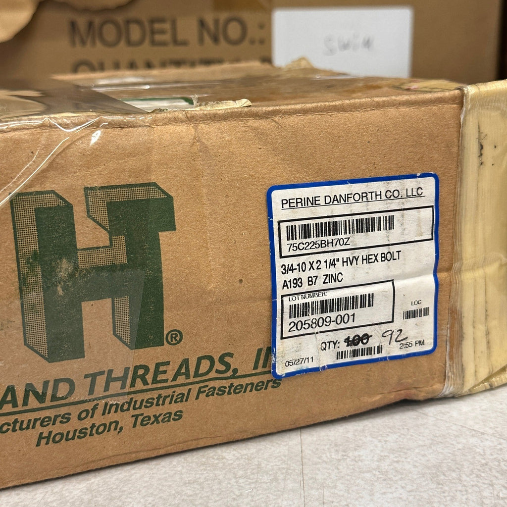 Pack of 92 Highland Threads 3/4-10 x 2 1/4 Heavy Hex Bolts A193 B7 Zinc Plated