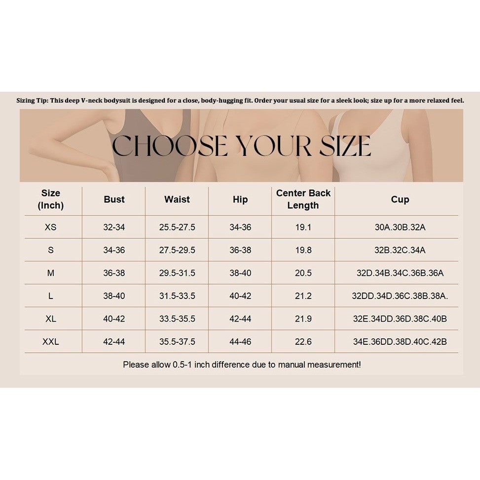 MSRP $26 Avidlove Women's M Brown Sexy Plunge Deep V Neck Bodysuit Double Lined
