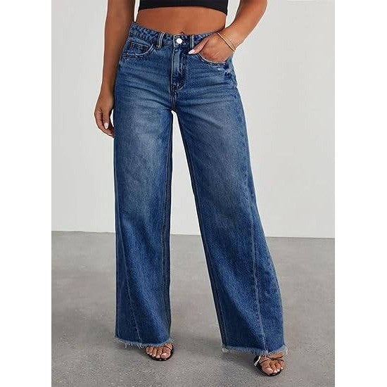 MSRP $53 Eytino Women's 3X Bluing Plus Size Wide Leg Jeans Elastic High Waist