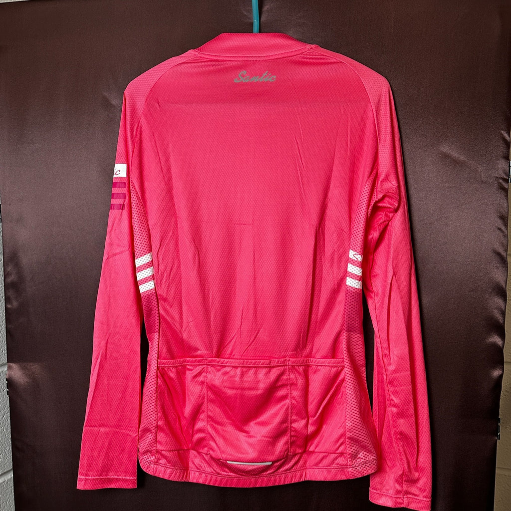 NWT Santic Olivia Women's L-2XL Pink Cycling Jersey Long Sleeve Full Zip, Rear