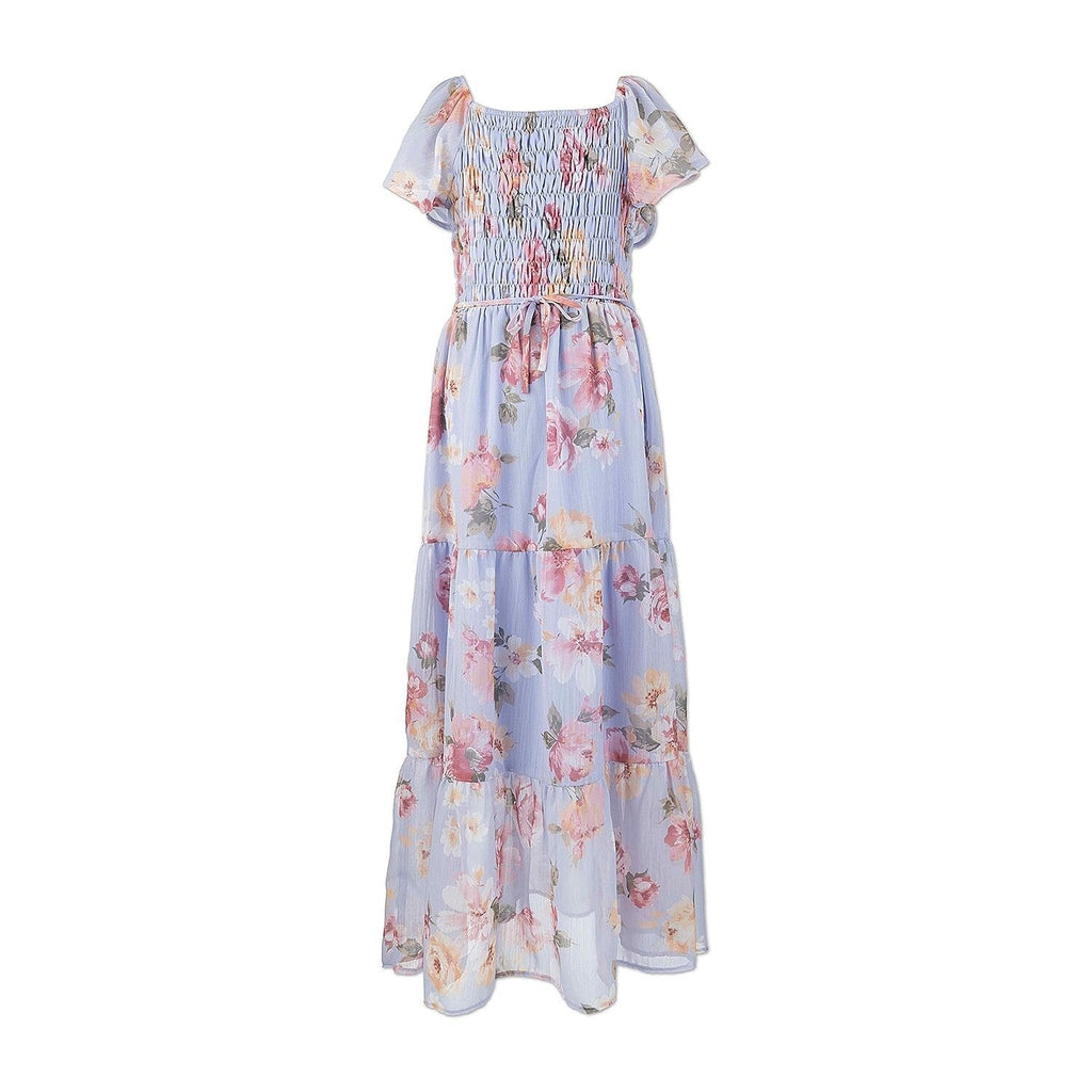 MSRP $64 Speechless Kids Girls 18 1/2 Slate Floral Maxi Dress w/ Headband