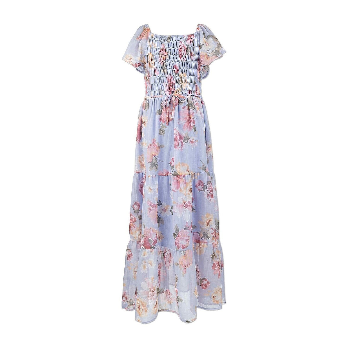 MSRP $64 Speechless Kids Girls 18 1/2 Slate Floral Maxi Dress w/ Headband