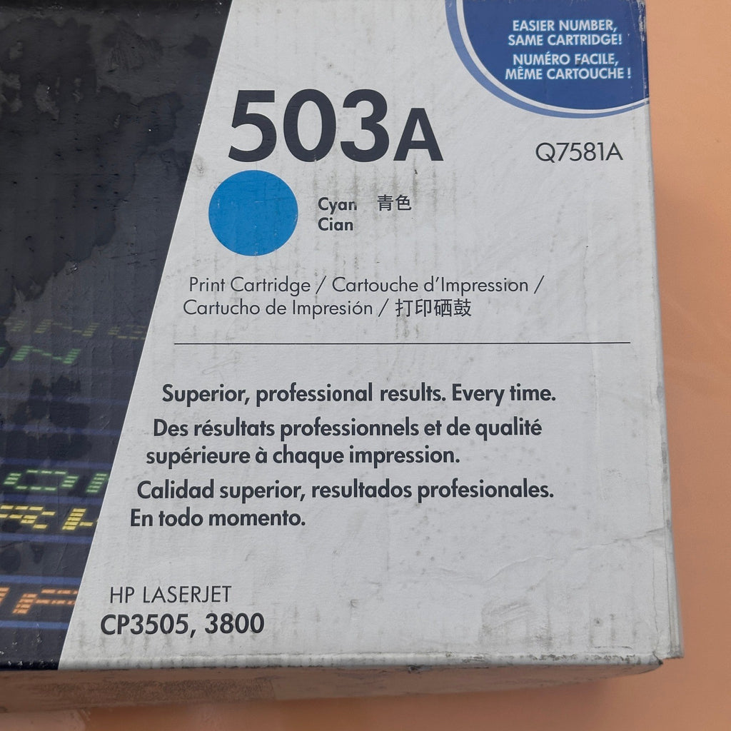 HP 503A Cyan Print Cartridge Q7581A for LaserJet CP3505, 3800 Sealed