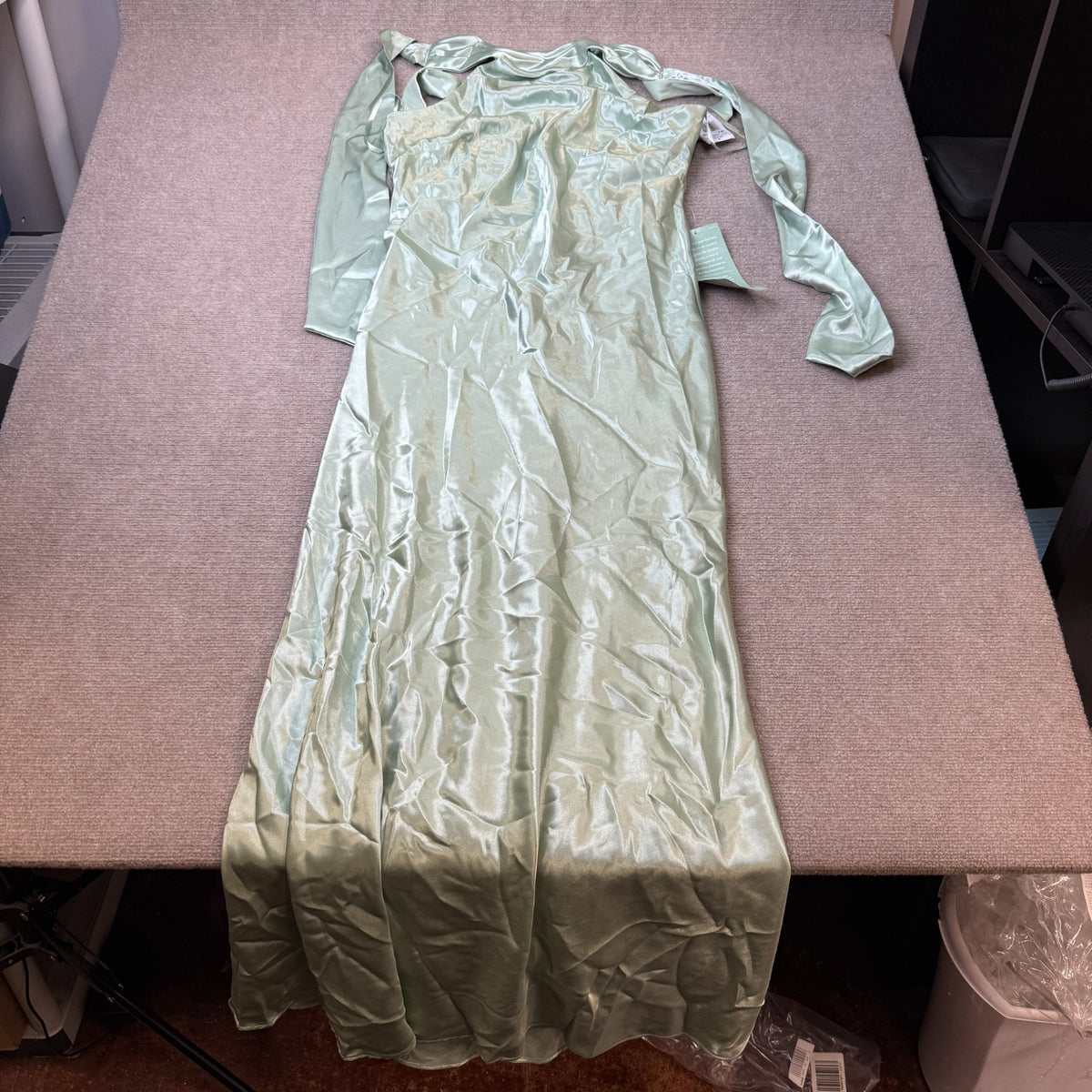 NWT DJ Jaz Womens 8, 10 Sage Halter Neck Sleeveless Satin Evening Gown