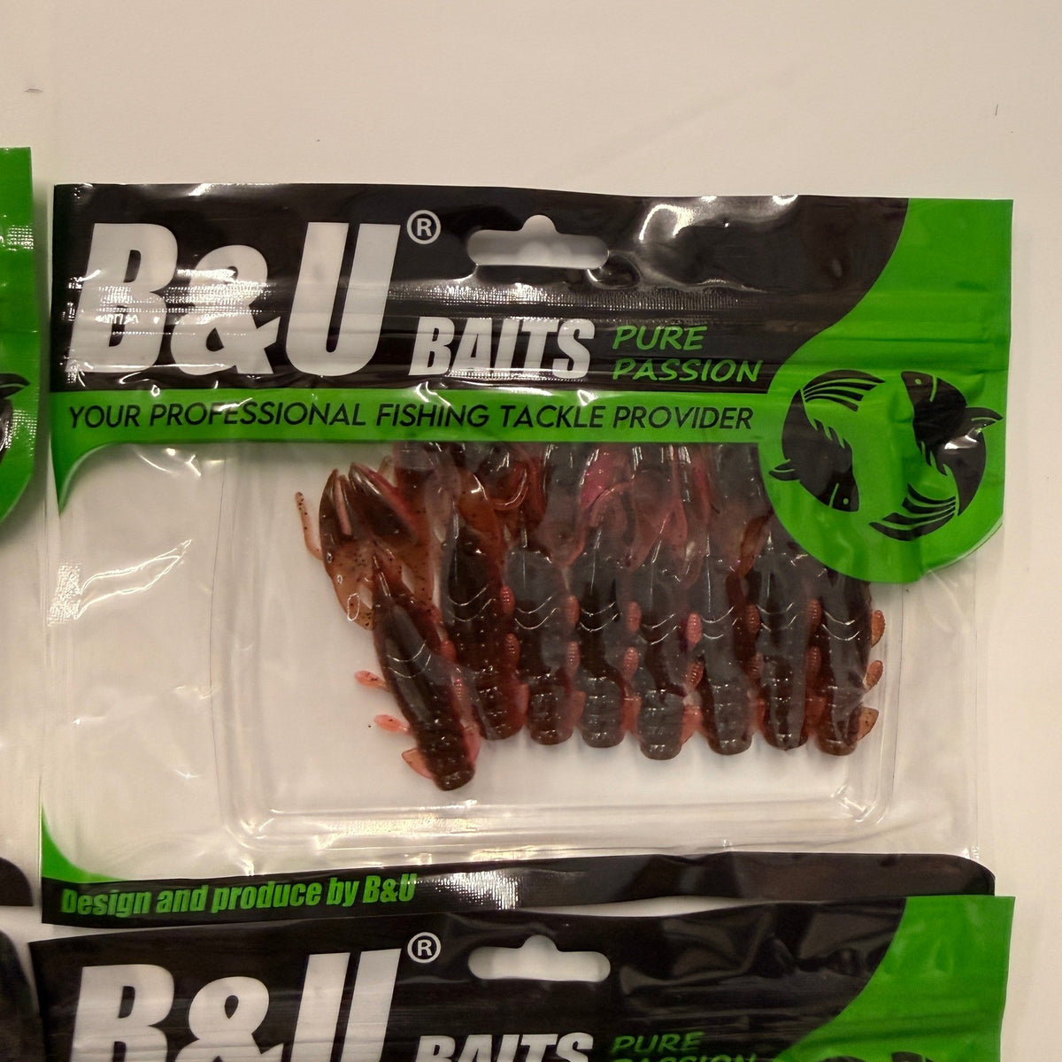 Set of 4 (8 pcs Each) B&U Soft Plastic Floating Craw Baits Fishing Lure