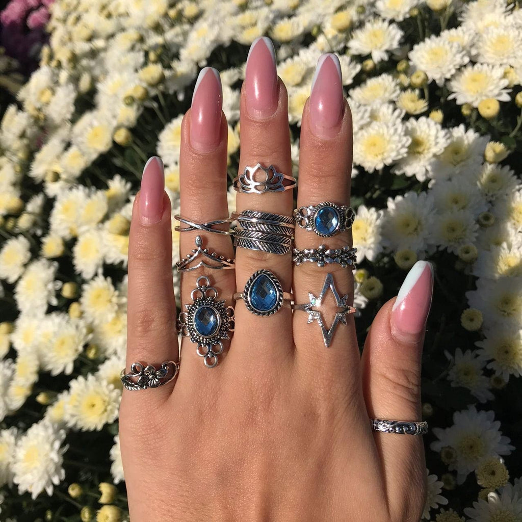11 pcs Retro Ring Set, Ring Pack, Silver Statement Ring, Vintage Rings for Women
