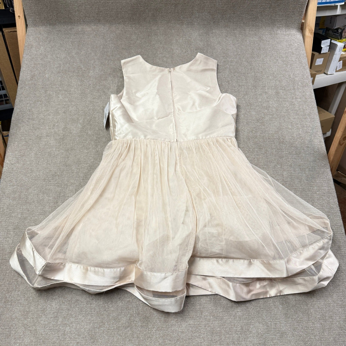 MSRP $68 Speechless Kid Girls 20.5 Champagne Sleeveless Fit + Flare Dress Bow