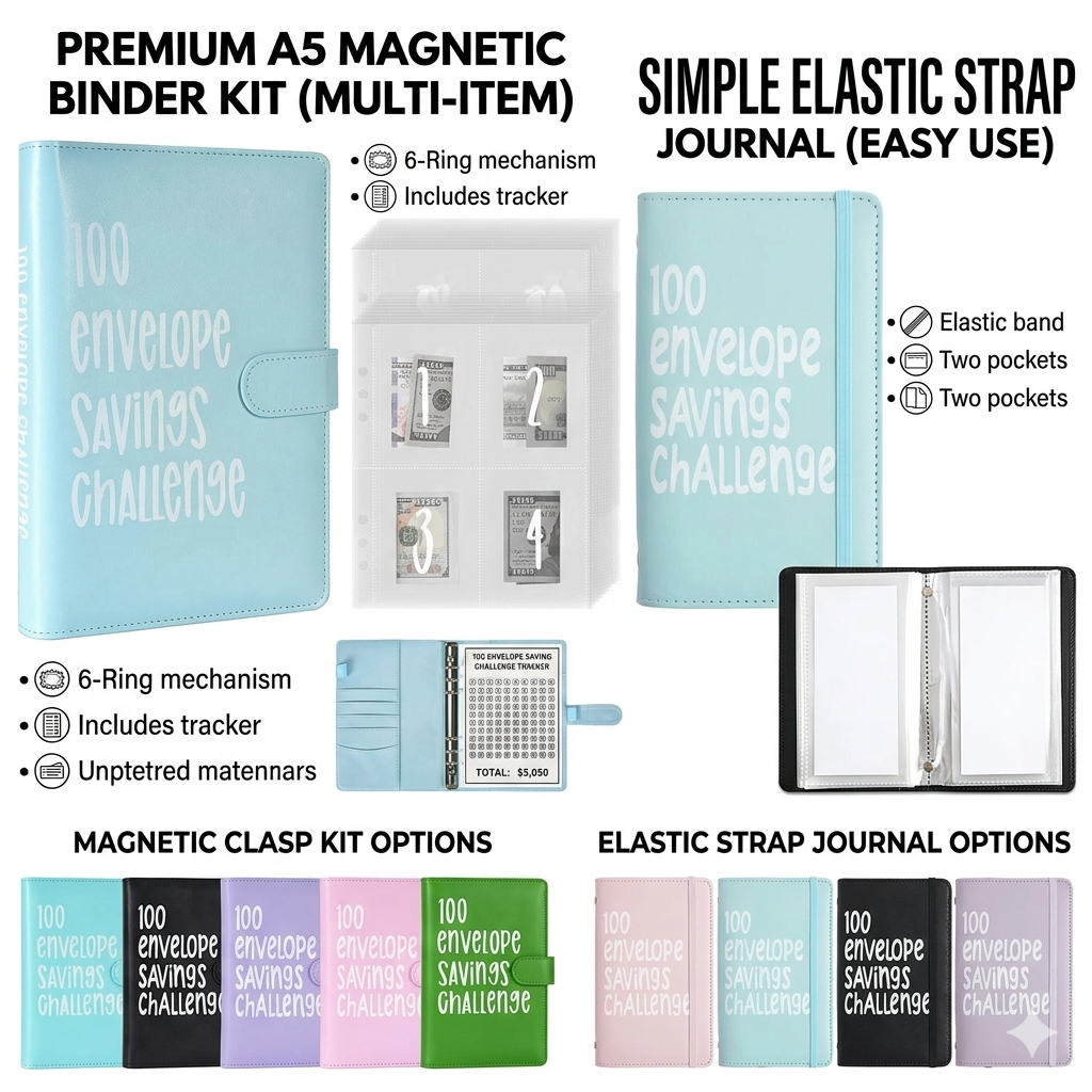 100 Envelope Challenge Budget Planner $5,050 Money Saving Cash Challenge Book