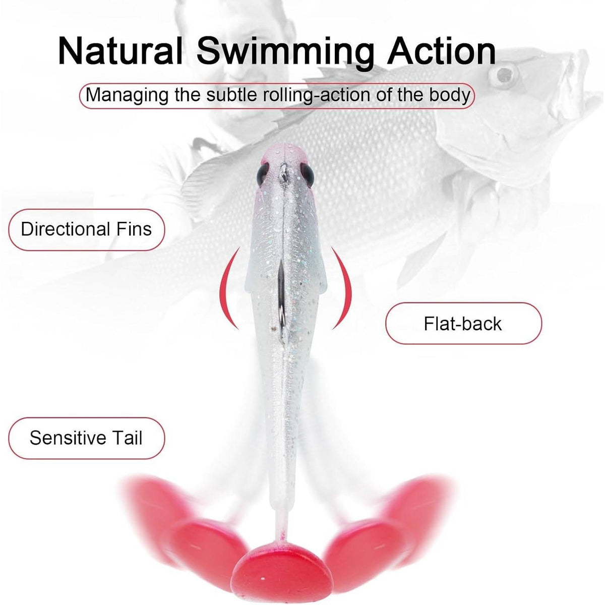 Pack of 6 Soft Swimbaits Fishing Lures Kit w/ Hook for Fresh & Saltwater Bass P
