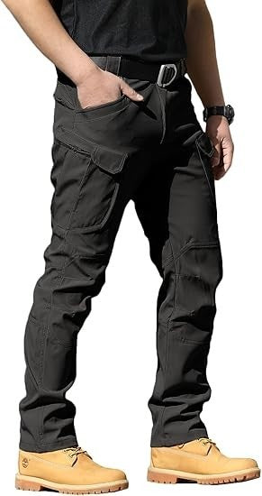 AUTIWITUA Mens Black 3XL Tactical Cargo Pants Water Resistant (NO BELT) Ripstop