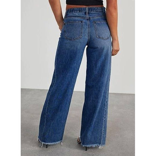 MSRP $53 Eytino Women's 3X Bluing Plus Size Wide Leg Jeans Elastic High Waist